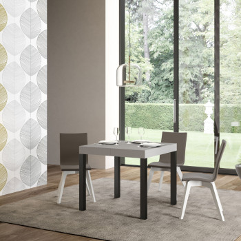 Everyday Premium bord med antracitfärgade ben D.90 - Utdragbart bord 90x90/246 cm Everyday Premium Vit Ask med antracitfärgade ben