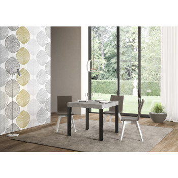 Everyday Premium bord med antracitfärgade ben D.90 - Utdragbart bord 90x90/246 cm Everyday Premium Vit Ask med antracitfärgade ben
