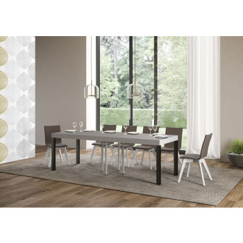 Everyday Premium bord med antracitfärgade ben D.90 - Utdragbart bord 90x90/246 cm Everyday Premium Vit Ask med antracitfärgade ben