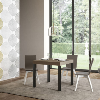 Everyday Premium bord med antracitfärgade ben D.90 - Utdragbart bord 90x90/246 cm Everyday Premium Vit Ask med antracitfärgade ben