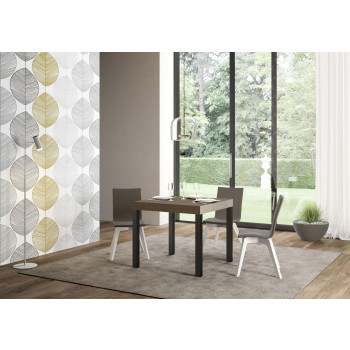 Everyday Premium bord med antracitfärgade ben D.90 - Utdragbart bord 90x90/246 cm Everyday Premium Vit Ask med antracitfärgade ben