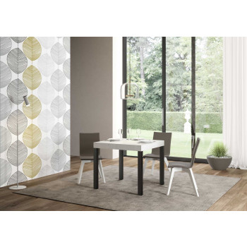 Everyday Premium bord med antracitfärgade ben D.90 - Utdragbart bord 90x90/246 cm Everyday Premium Vit Ask med antracitfärgade ben