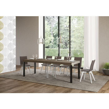 Everyday Premium bord med antracitfärgade ben D.90 - Utdragbart bord 90x90/246 cm Everyday Premium Vit Ask med antracitfärgade ben