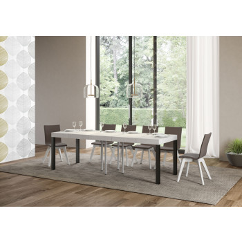 Everyday Premium bord med antracitfärgade ben D.90 - Utdragbart bord 90x90/246 cm Everyday Premium Vit Ask med antracitfärgade ben