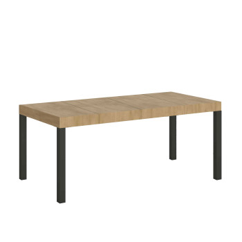 Everyday Premium bord med antracitfärgade ben D.90 - Utdragbart bord 90x90/246 cm Everyday Premium Vit Ask med antracitfärgade ben