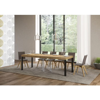 Everyday Premium bord med antracitfärgade ben D.90 - Utdragbart bord 90x90/246 cm Everyday Premium Vit Ask med antracitfärgade ben