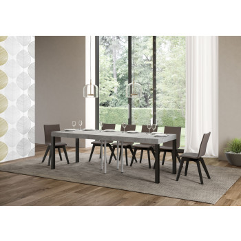 Everyday Premium bord med antracitfärgade ben D.90 - Utdragbart bord 90x90/246 cm Everyday Premium Vit Ask med antracitfärgade ben