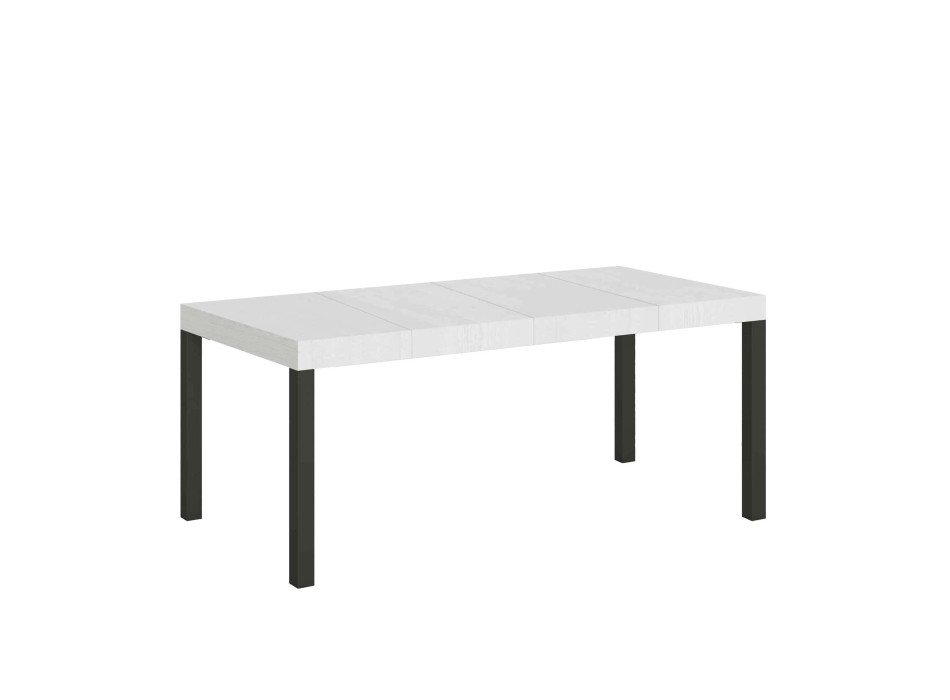 Everyday Premium bord med antracitfärgade ben D.90 - Utdragbart bord 90x90/246 cm Everyday Premium Vit Ask med antracitfärgade ben