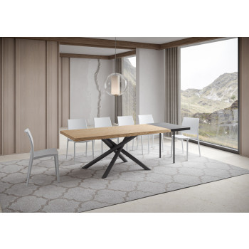 Famas bord = Vindral Barked massivt trä - Utdragbart bord 90x200/250 cm Vindral Barked ek antracitben