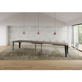 Flame bord med antracitfärgade ben D.90 - Utdragbart bord 200/460x90 cm Flame vit ask med antracitfärgade ben