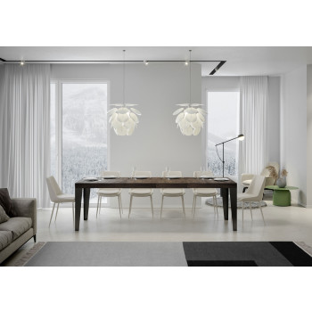 Flame Premium bord med antracitfärgade ben D.90 - Utdragbart bord 160/264x90 cm Flame Premium vit ask med antracitfärgade ben