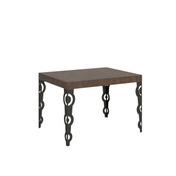 Karamay Bord D.80 - Utdragbart bord 120/204x80 cm Karamay vit ask med antracitfärgade ben