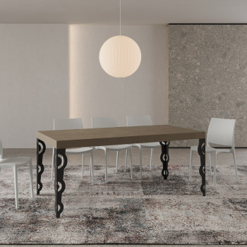 Karamay Premium bord med antracitfärgade ben D.90 - Utdragbart bord 200/304x90 cm Karamay Premium vit ask med antracitfärgade ben