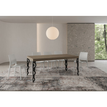 Karamay Premium bord med antracitfärgade ben D.90 - Utdragbart bord 200/304x90 cm Karamay Premium vit ask med antracitfärgade ben