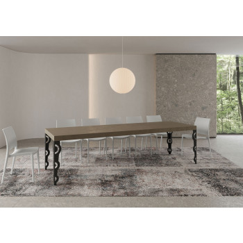 Karamay Premium bord med antracitfärgade ben D.90 - Utdragbart bord 200/304x90 cm Karamay Premium vit ask med antracitfärgade ben