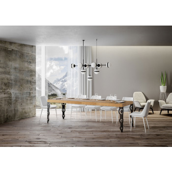 Karamay Premium bord med antracitfärgade ben D.90 - Utdragbart bord 200/304x90 cm Karamay Premium vit ask med antracitfärgade ben