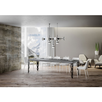 Karamay Premium bord med antracitfärgade ben D.90 - Utdragbart bord 200/304x90 cm Karamay Premium vit ask med antracitfärgade ben