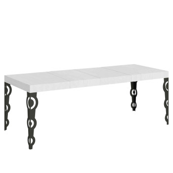Karamay Premium bord med antracitfärgade ben D.90 - Utdragbart bord 200/304x90 cm Karamay Premium vit ask med antracitfärgade ben