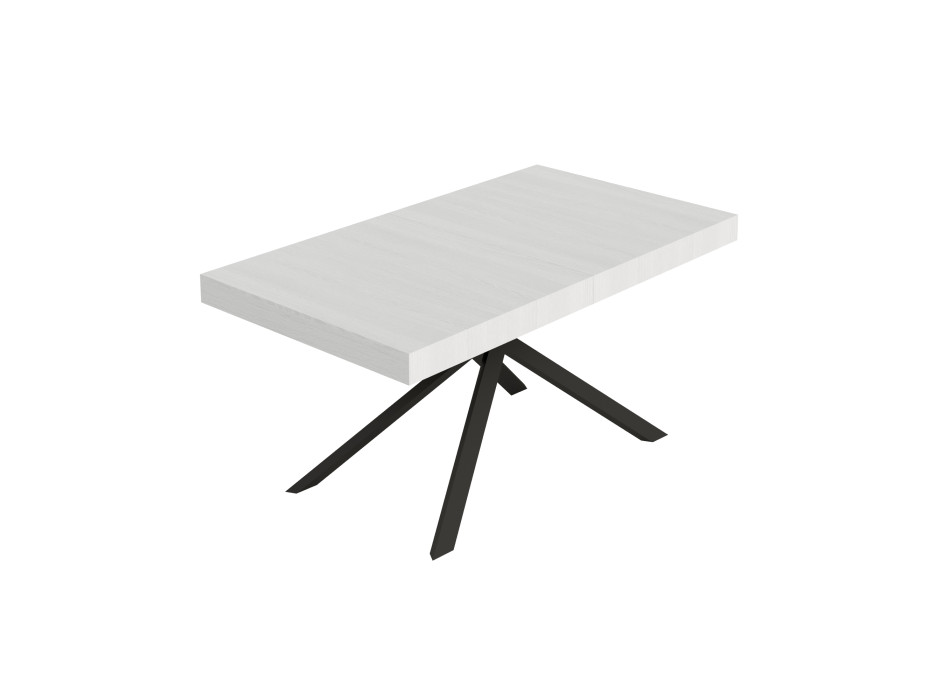 Niket bord med antracitfärgade ben och 2 förlängningar D.80 - Niket utdragbart bord 80x160/244 cm, vit ask, antracitfärgade ben