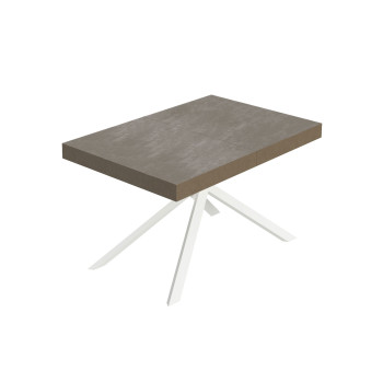 Niket bord med vita ben D.90 - Utdragbart bord 90x120/224 cm Niket vit ask med vita ben