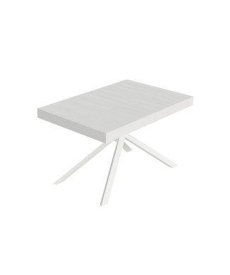 Niket bord med vita ben D.90 - Utdragbart bord 90x120/224 cm Niket vit ask med vita ben