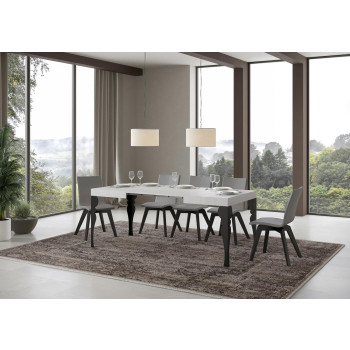 Paxon bord med antracitfärgade ben D.80 - Utdragbart bord 120/204x80 cm Paxon vit ask med antracitfärgade ben