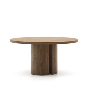 Nealy runt bord med valnötsfaner och mörk finish Ø 150 cm