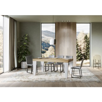 Spimbo Mix-bord - Utdragbart bord 90x180/284 cm Spimbo Mix med vit askskiva och ben i valnöt