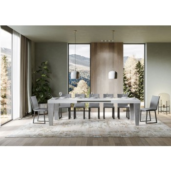 Spimbo Mix-bord - Utdragbart bord 90x180/284 cm Spimbo Mix med vit askskiva och ben i valnöt