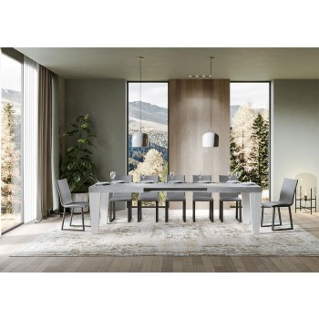 Spimbo Mix-bord - Utdragbart bord 90x180/440 cm Spimbo Mix med vit askskiva och ben i valnöt