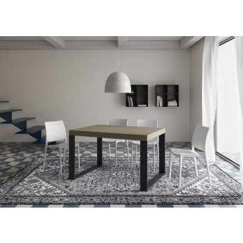 Tecno Bord P.90 - Utdragbart bord 120/380x90 cm Tecno vit ask med antracitfärgade ben