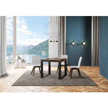 Tecno Bord P.90 - Utdragbart bord 90/246x90 cm Tecno vit ask med antracitfärgade ben