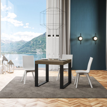 Tecno Bord P.90 - Utdragbart bord 90/246x90 cm Tecno vit ask med antracitfärgade ben