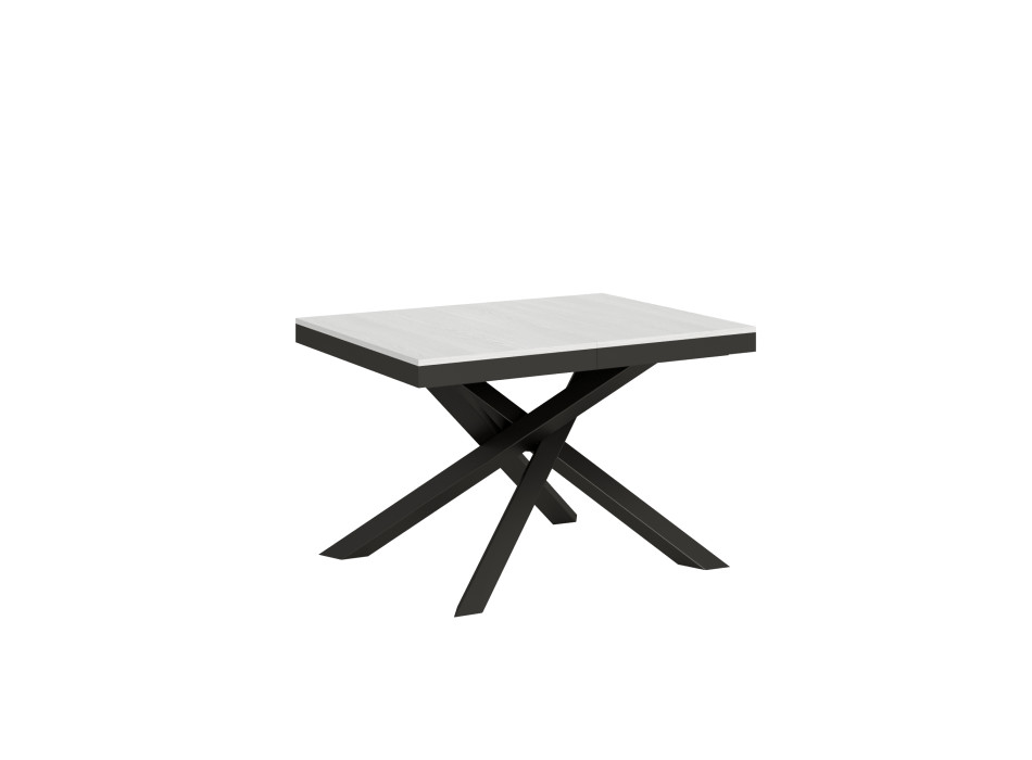 Volantis Evolution bord med antracitfärgade ben och stomme D.90 - Utdragbart bord 120/224x90 cm Volantis Evolution vit ask med antracitfärgade ben och stomme