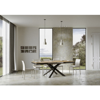 Volantis Evolution bord med antracitfärgade ben och stomme D.90 - Utdragbart bord 180/440x90 cm Volantis Evolution vit ask med antracitfärgade ben och stomme