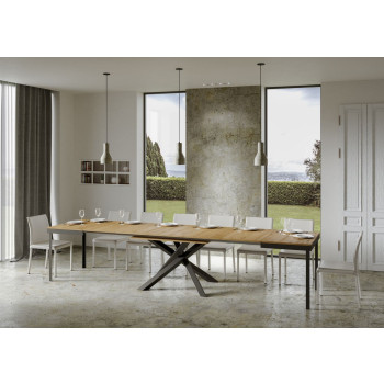 Volantis Evolution bord med antracitfärgade ben och stomme D.90 - Utdragbart bord 180/440x90 cm Volantis Evolution vit ask med antracitfärgade ben och stomme