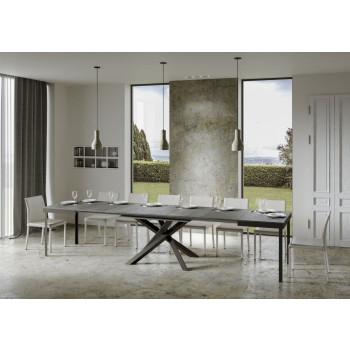 Volantis Evolution bord med antracitfärgade ben och stomme D.90 - Utdragbart bord 180/440x90 cm Volantis Evolution vit ask med antracitfärgade ben och stomme