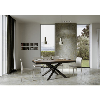 Volantis Evolution bord med antracitfärgade ben och stomme D.90 - Utdragbart bord 180/440x90 cm Volantis Evolution vit ask med antracitfärgade ben och stomme