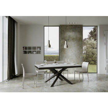 Volantis Evolution bord med antracitfärgade ben och stomme D.90 - Utdragbart bord 180/440x90 cm Volantis Evolution vit ask med antracitfärgade ben och stomme