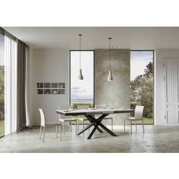 Volantis Evolution bord med antracitfärgade ben och stomme D.90 - Utdragbart bord 180/440x90 cm Volantis Evolution vit ask med antracitfärgade ben och stomme