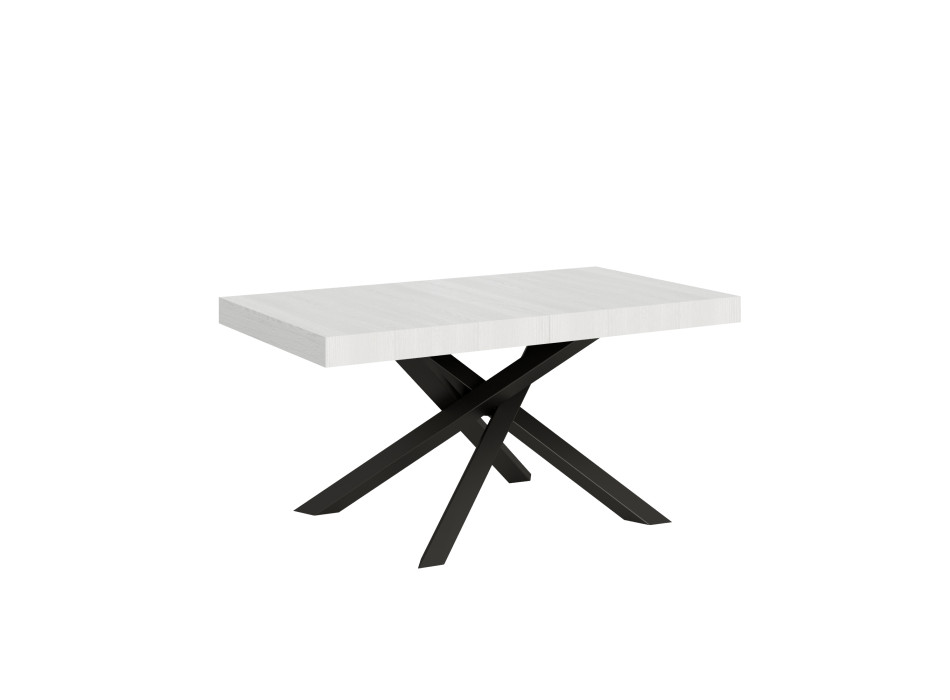 Volantis bord med antracitfärgade ben D.90 - Utdragbart bord 160/420x90 cm Volantis vit ask med antracitfärgade ben