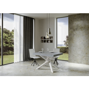 Volantis bord med vita ben D.90 - Utdragbart bord 130/234x90 cm Volantis vit ask med vita ben