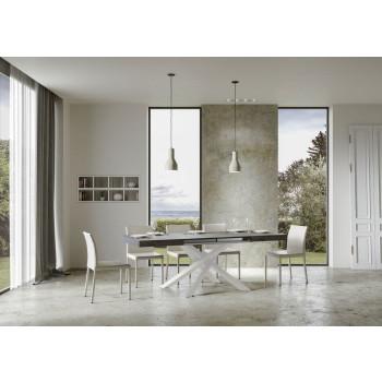 Volantis bord med vita ben D.90 - Utdragbart bord 130/234x90 cm Volantis vit ask med vita ben