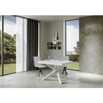 Volantis bord med vita ben D.90 - Utdragbart bord 130/234x90 cm Volantis vit ask med vita ben