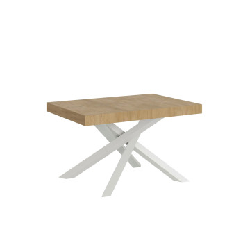 Volantis bord med vita ben D.90 - Utdragbart bord 130/234x90 cm Volantis vit ask med vita ben
