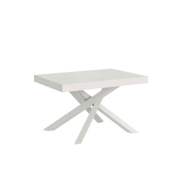 Volantis bord med vita ben D.90 - Utdragbart bord 130/234x90 cm Volantis vit ask med vita ben