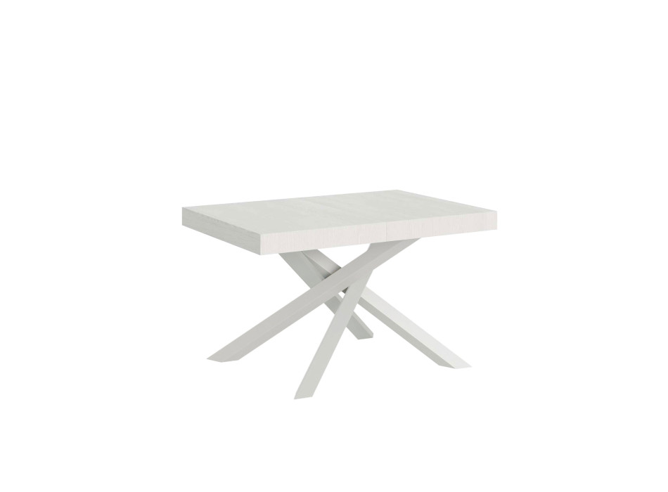 Volantis bord med vita ben D.90 - Utdragbart bord 130/234x90 cm Volantis vit ask med vita ben