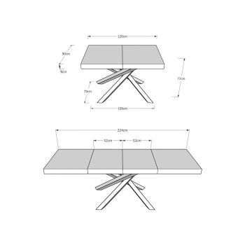 Volantis Premium bord antracitben P.90 - Utdragbart bord 120/224x90 cm Volantis Premium vit ask antracitben